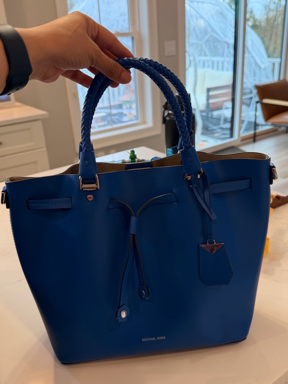 Michael Kors Cobalt Blue Braided-Handle Tote